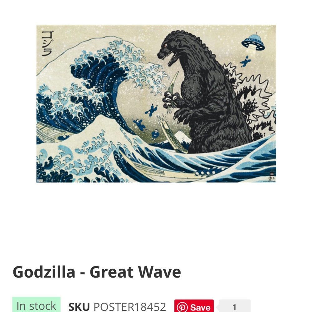 SOLD Poster -Godzilla Great Wave Art Print